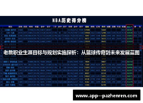 老詹职业生涯目标与规划实施探析：从篮球传奇到未来发展蓝图